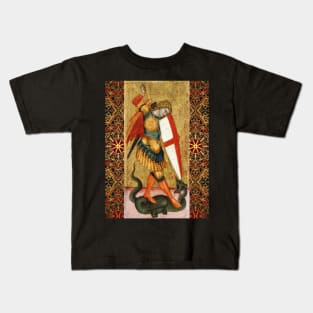 St. Michael Archangel and Dragon Sienese School Medieval Art Kids T-Shirt